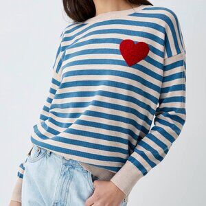 Fleece Heart Slate Blue One Size Pullover